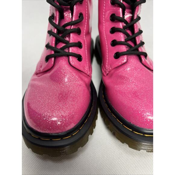 Dr. Martens Womens Luana Pink Glitter Lace-Up Ankle Combat Boots Size 6 - Picture 8 of 11